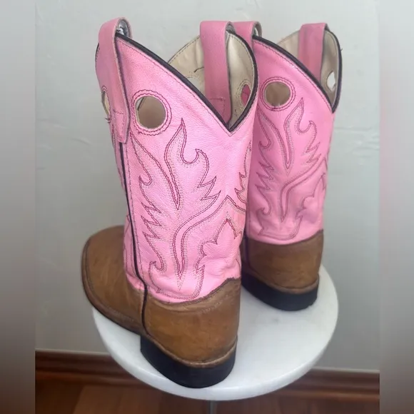 OLD WEST CODY JAMES Little Girl Pink Cowboy Boot Western Brown Shoe Toddler 12.5