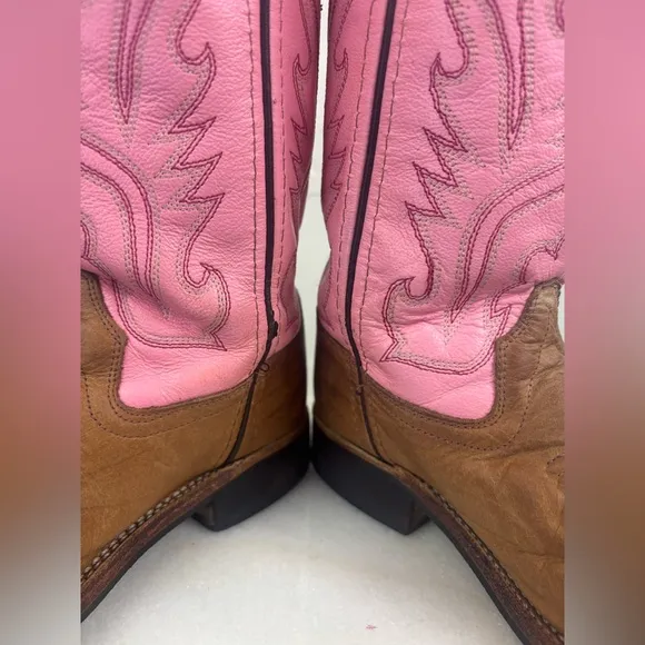 OLD WEST CODY JAMES Little Girl Pink Cowboy Boot Western Brown Shoe Toddler 12.5