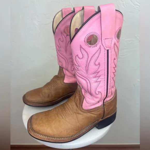 OLD WEST CODY JAMES Little Girl Pink Cowboy Boot Western Brown Shoe Toddler 12.5