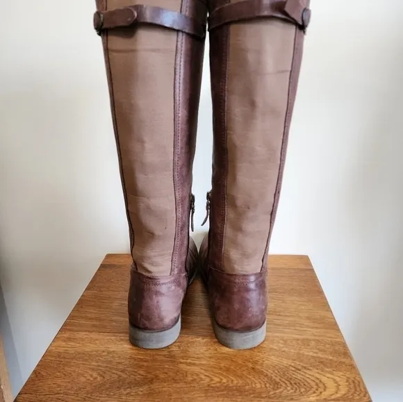 OLUKAI Leather Knee High Boots Kalupili Size 8 Equestrian Brown Stretch Calf
