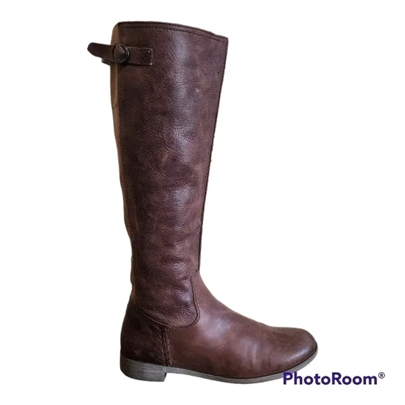 OLUKAI Leather Knee High Boots Kalupili Size 8 Equestrian Brown Stretch Calf