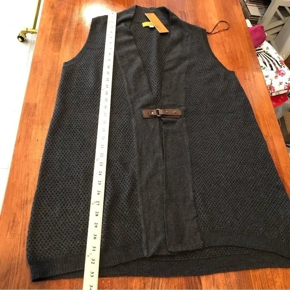 𝅺one A Gray long duster cardigan leather NWT 1X