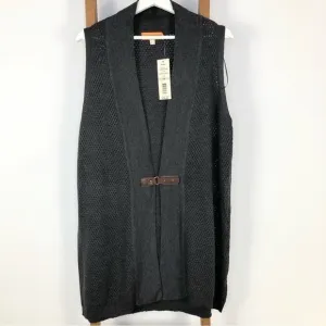 𝅺one A Gray long duster cardigan leather NWT 1X