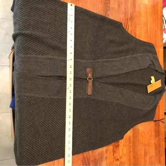 𝅺one A Gray long duster cardigan leather NWT 1X