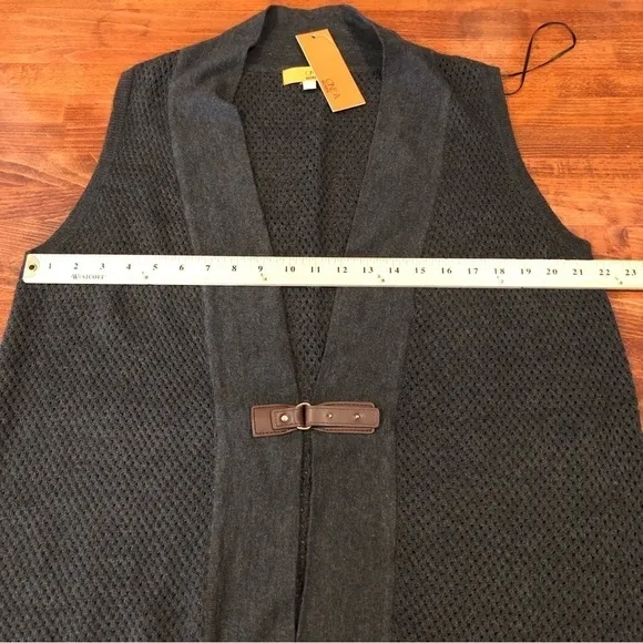 𝅺one A Gray long duster cardigan leather NWT 1X
