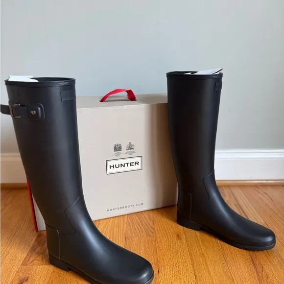 Original Refined Hunter Black Tall Rain Boots