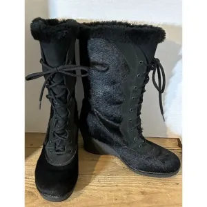 OSCAR Sport Vera Apres Ski Fur Sedge Boots Women's EU 40 Black Made In Italy