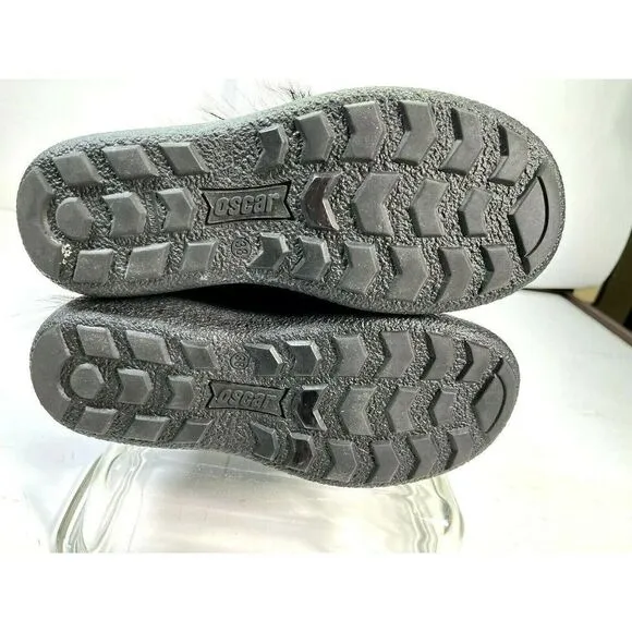 Oscar Sport Boots Black Apres Goat Hair Pom Pom Embroidery Snow Bunny