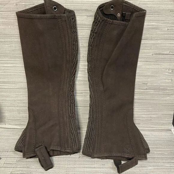 Ovation Child Stars Equestrian‎ Half Chaps Leather Brown/Blue B Youth 12-14 NEW