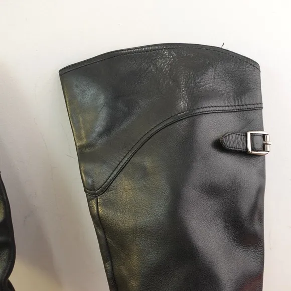 Over The Knee Equestrian Tall Boots Womens 10 Black FRYE Dorado Leather Riding