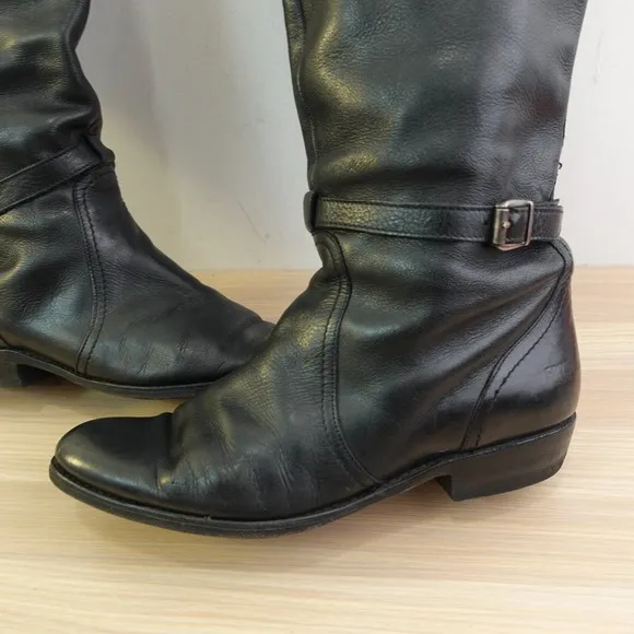 Over The Knee Equestrian Tall Boots Womens 10 Black FRYE Dorado Leather Riding