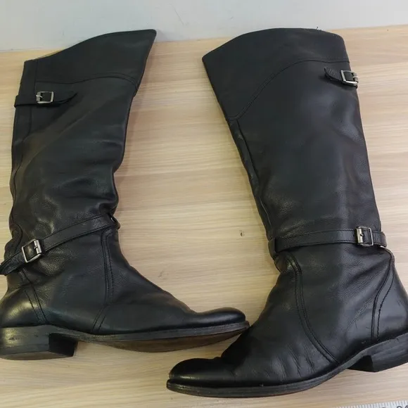 Over The Knee Equestrian Tall Boots Womens 10 Black FRYE Dorado Leather Riding