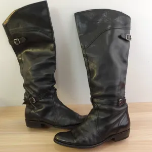 Over The Knee Equestrian Tall Boots Womens 10 Black FRYE Dorado Leather Riding
