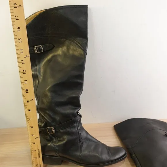 Over The Knee Equestrian Tall Boots Womens 10 Black FRYE Dorado Leather Riding