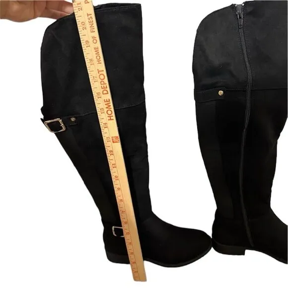 OVER THEE KNEE BLACK FAUX SUEDE EQUESTRIAN BOOTS NWT