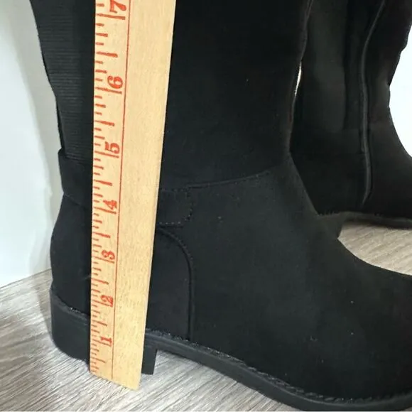OVER THEE KNEE BLACK FAUX SUEDE EQUESTRIAN BOOTS NWT