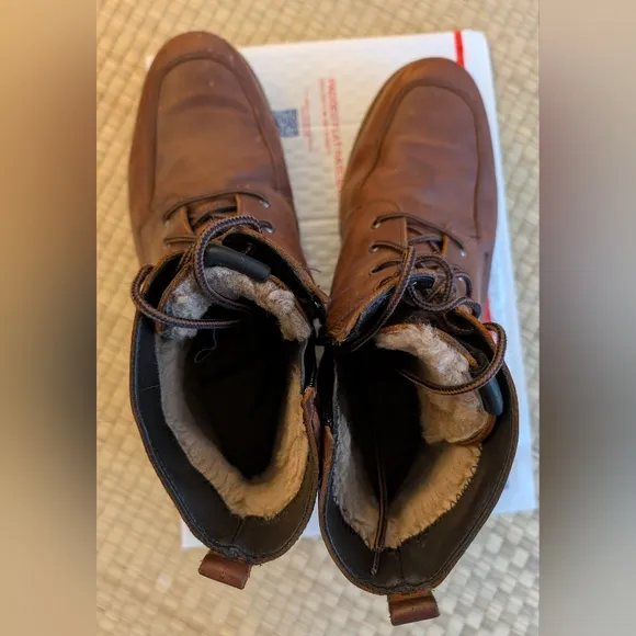 Overland Renzo Sheepskin Lined Winter Boots Caramel Brown EU 45 Made in Canada