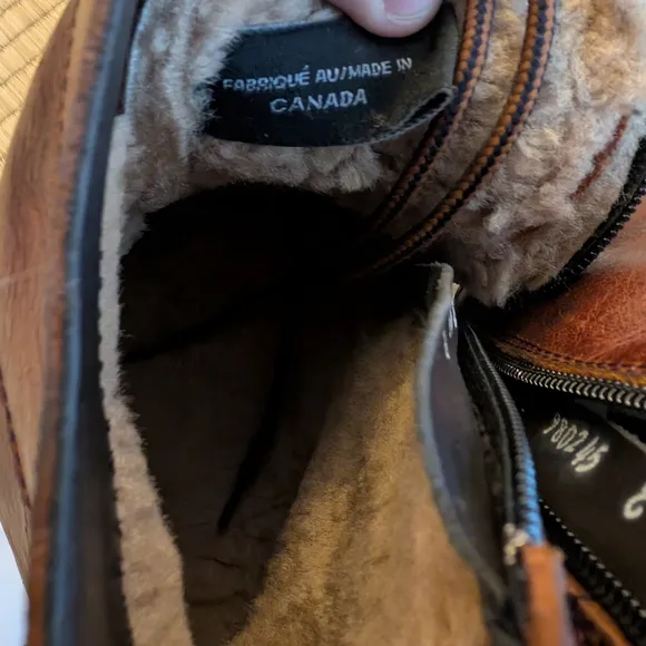 Overland Renzo Sheepskin Lined Winter Boots Caramel Brown EU 45 Made in Canada