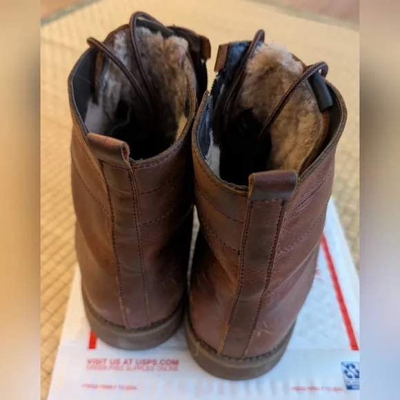 Overland Renzo Sheepskin Lined Winter Boots Caramel Brown EU 45 Made in Canada
