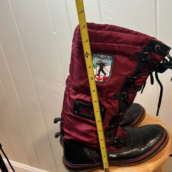 Pajar burgundy tall winter boots red and black