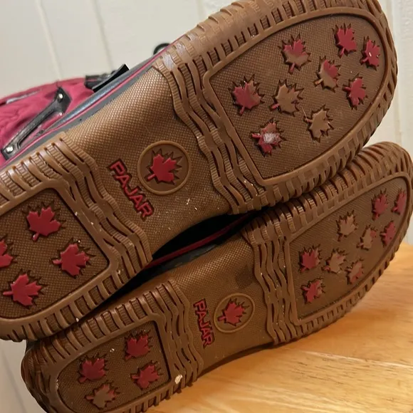 Pajar burgundy tall winter boots red and black