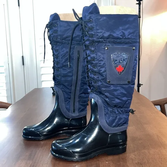PAJAR Wolseley Winter Boots Knee High Lace Front Side Zipper Navy Fall/Winter 39