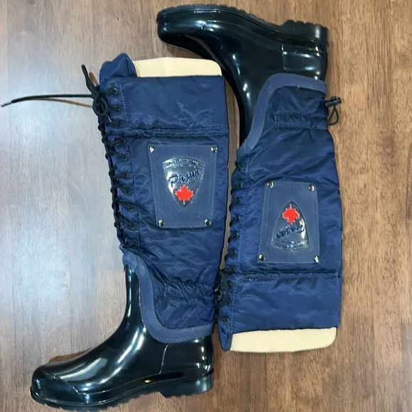 PAJAR Wolseley Winter Boots Knee High Lace Front Side Zipper Navy Fall/Winter 39