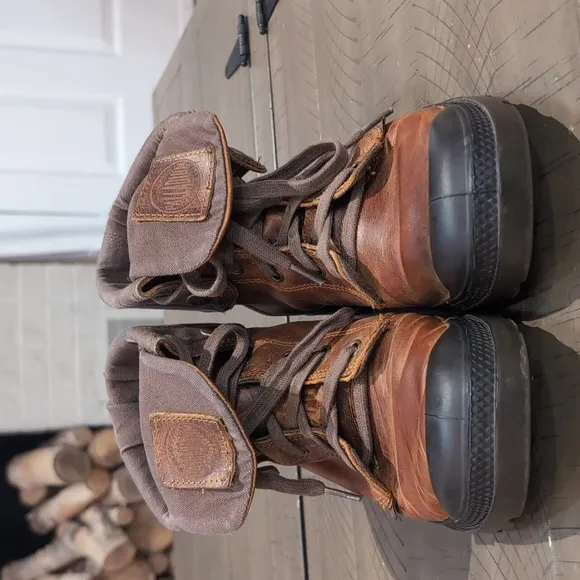 Palladium Baggy Brown Leather Boots Size 8.5