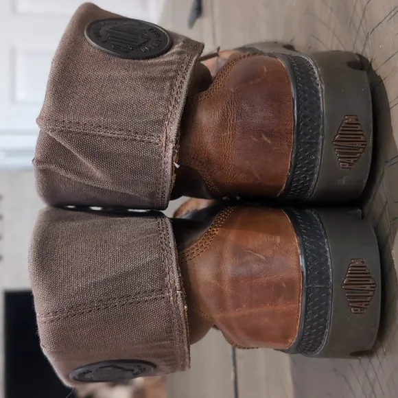 Palladium Baggy Brown Leather Boots Size 8.5