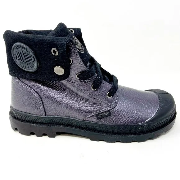 Palladium Baggy ML Zip Graphite Black Kids Leather Combat Boots 53456 063
