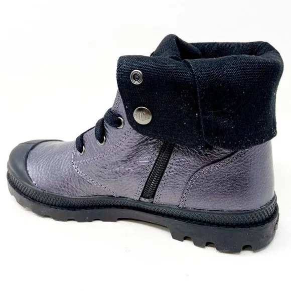 Palladium Baggy ML Zip Graphite Black Kids Leather Combat Boots 53456 063