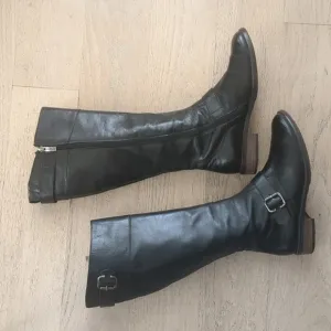 Paul Green Black Leather Knee High Boots 7.5