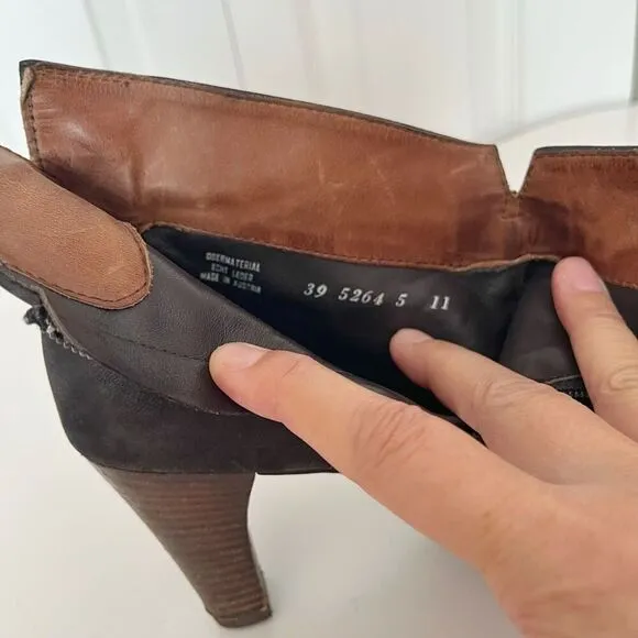Paul Green Karla Distressed Nubuck Leather Zip Ankle Lug Heeled Boots