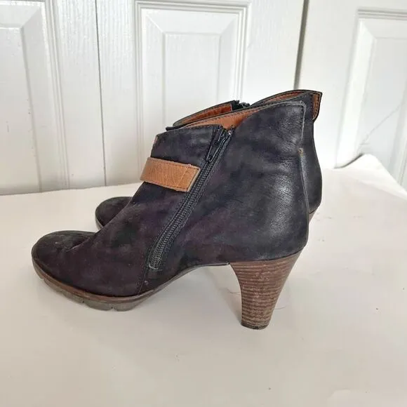 Paul Green Karla Distressed Nubuck Leather Zip Ankle Lug Heeled Boots