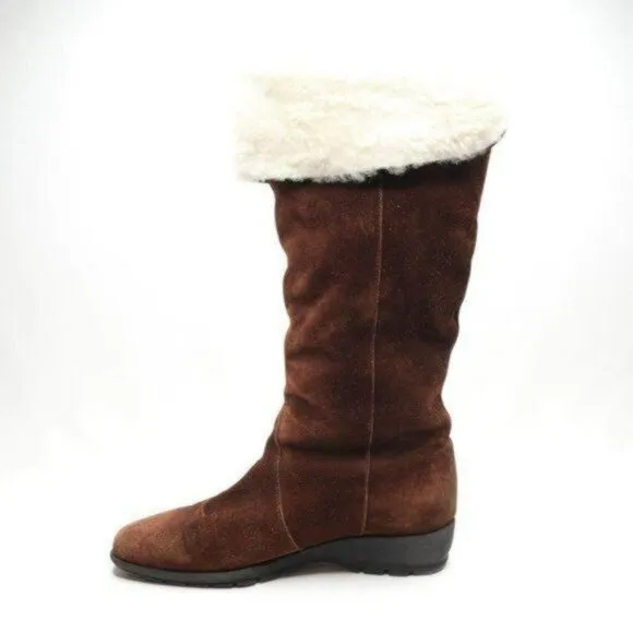 Pertti Palmroth Women's Size 38 Brown Suede Pull On Shearling Lined Winter Boots