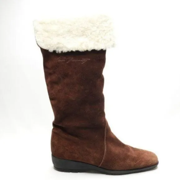 Pertti Palmroth Women's Size 38 Brown Suede Pull On Shearling Lined Winter Boots