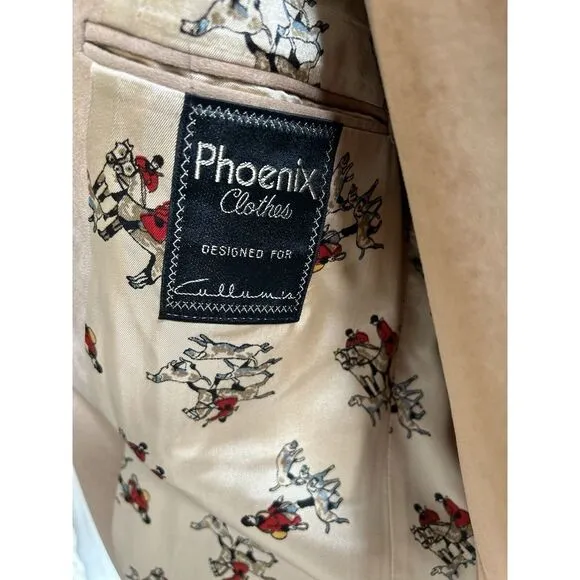 PHOENIX Clothes VTG Faux Suede Leather Equestrian 3 Piece Suit Mens 44 Reg 34/31