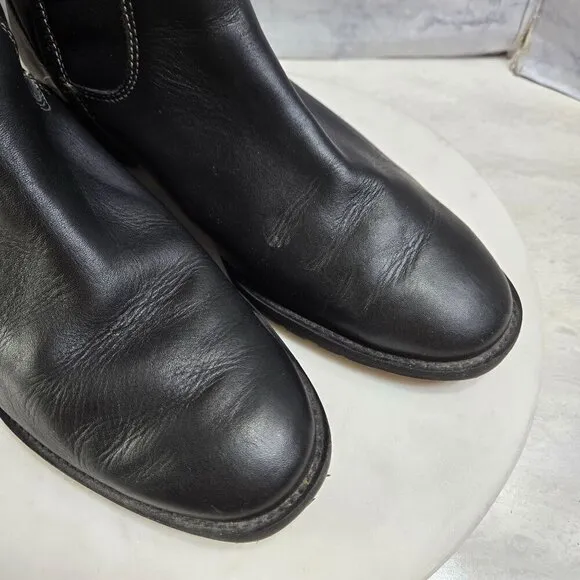 Pikolinos Garda Riding Boots Womens 41 US 10.5-11 Black Leather Brown Braid Trim