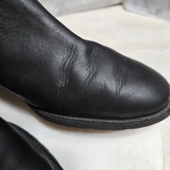 Pikolinos Garda Riding Boots Womens 41 US 10.5-11 Black Leather Brown Braid Trim