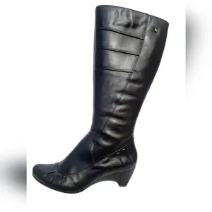 Pikolinos Women's Leather Knee High Black Boots Wedge Heel Size 6.5/7