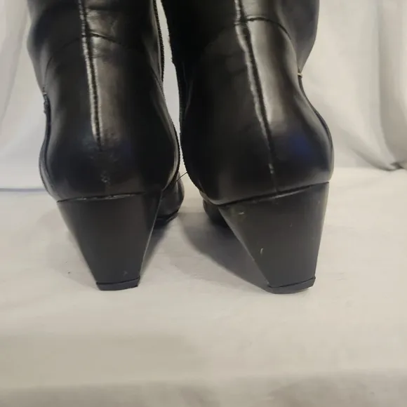 Pikolinos Women's Leather Knee High Black Boots Wedge Heel Size 6.5/7