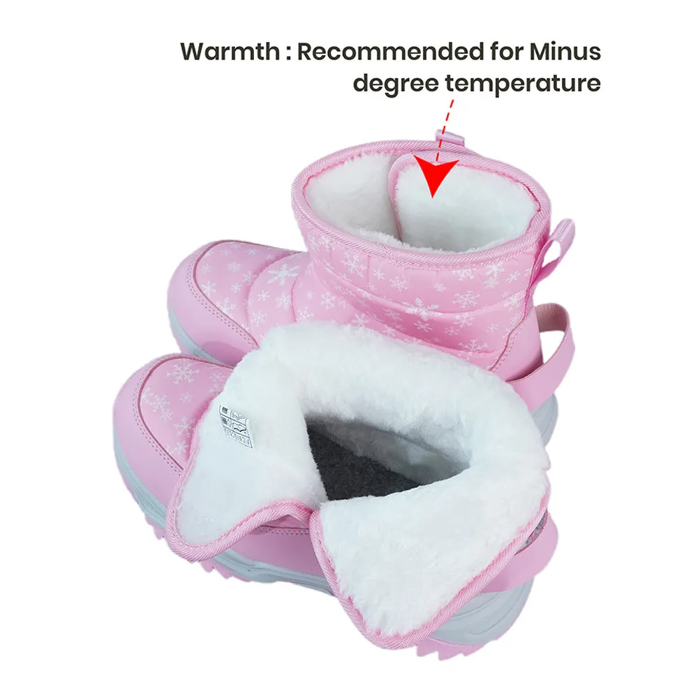 Pink Snowflake Waterproof Winter Snow Boots for Kids for Minus Degree Temperature