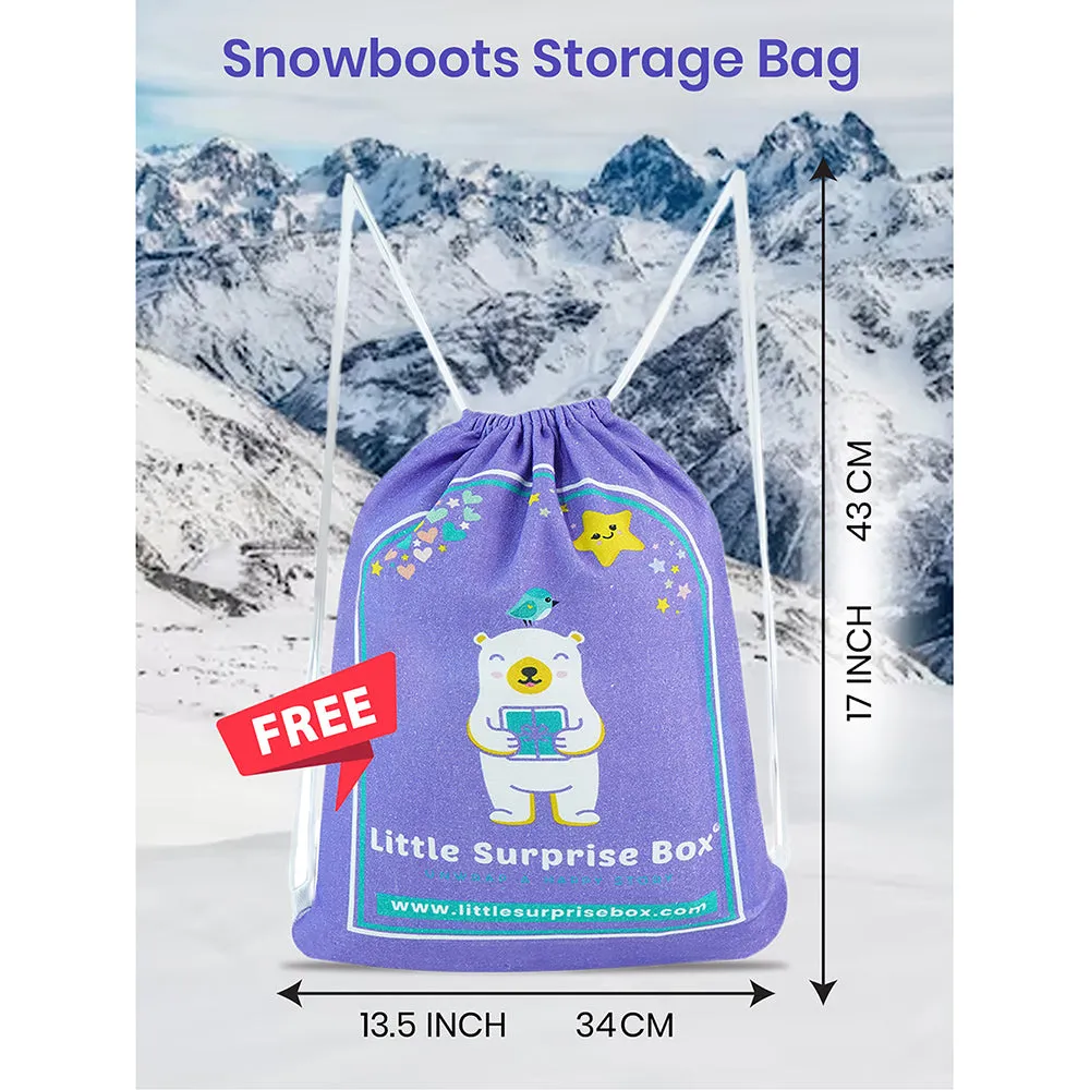Pink Snowflake Waterproof Winter Snow Boots for Kids for Minus Degree Temperature