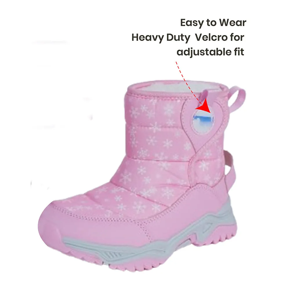Pink Snowflake Waterproof Winter Snow Boots for Kids for Minus Degree Temperature