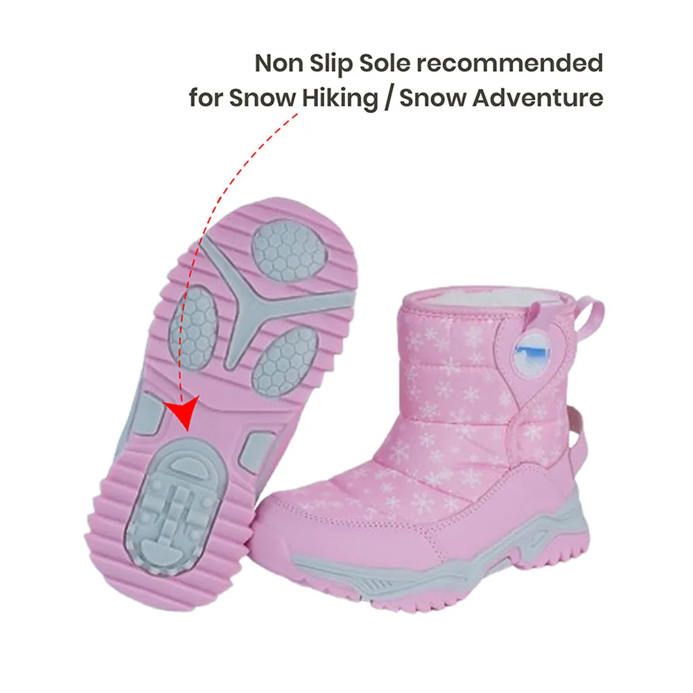 Pink Snowflake Waterproof Winter Snow Boots for Kids for Minus Degree Temperature