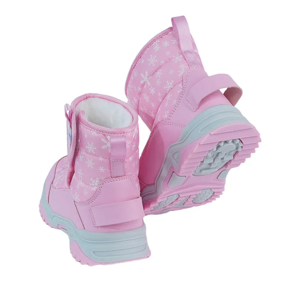 Pink Snowflake Waterproof Winter Snow Boots for Kids for Minus Degree Temperature