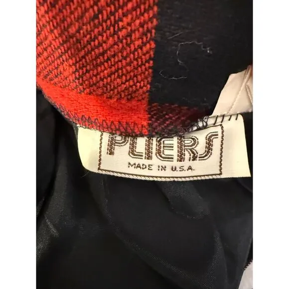 Pliers Vintage Buffalo Plaid Maxi Skirt Red Black Checkered Winter A-Line SZ.7/8