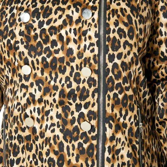 Plus Size Women Leopard Babe Notch Collar Zip Up