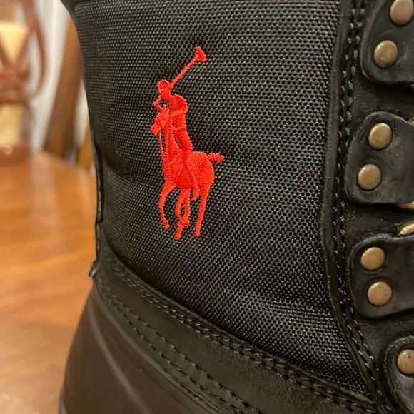 Polo Ralph Lauren Crestwick winter duck boots new black red Mens Size 8