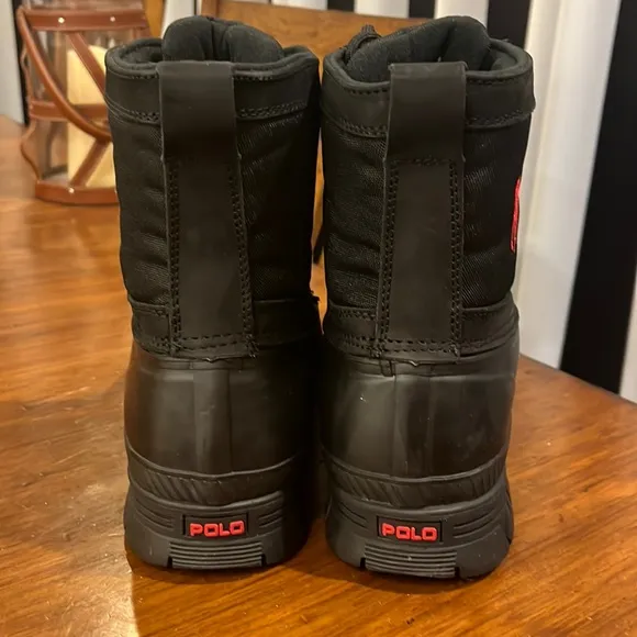 Polo Ralph Lauren Crestwick winter duck boots new black red Mens Size 8